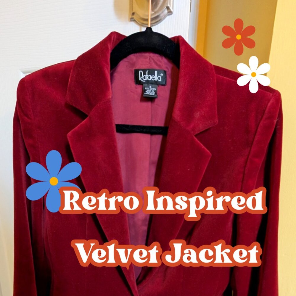 ✿ Retro Rafaella Burgundy Velvet Blazer/Jacket ✿